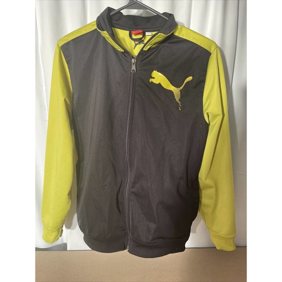 Puma Light Jacket•Boys Size Large•Black•Yellow•Full Zip Up• - Picture 1 of 5